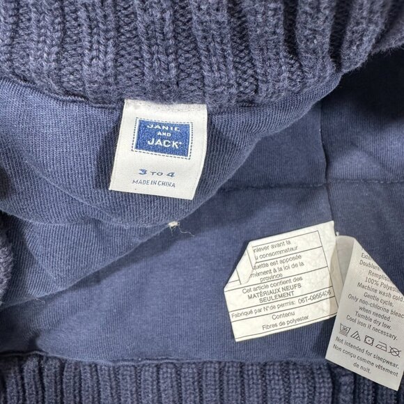 Janie & Jack Cable Knit Puffer Sweater Vest Toddler Unisex Size 3 to 4 yrs Blue - Picture 5 of 6